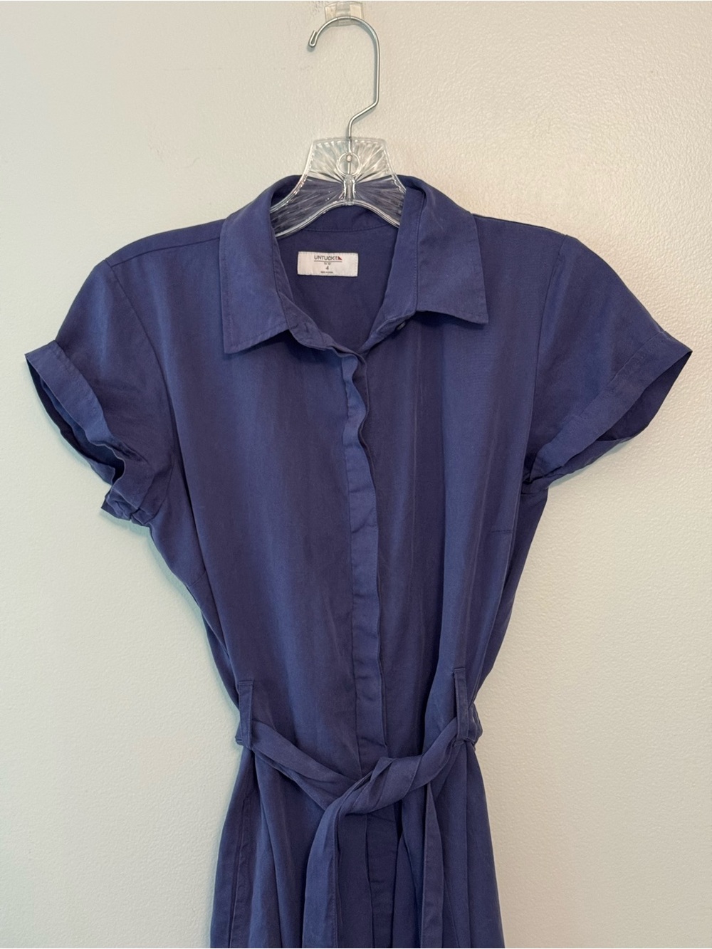 UNTUCKit Navy Button-Front Midi Shirt Dress - Picture 3 of 7